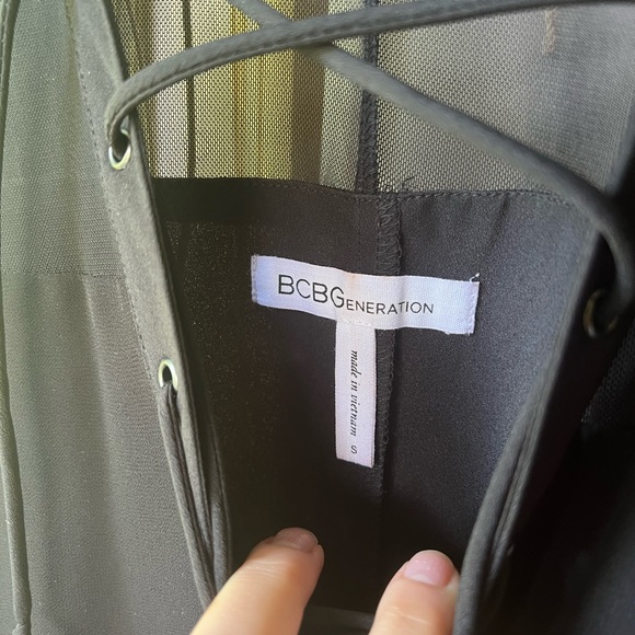 BCBGeneration Black Lace Up Mesh Swing Mini Dress - Picture 3 of 5